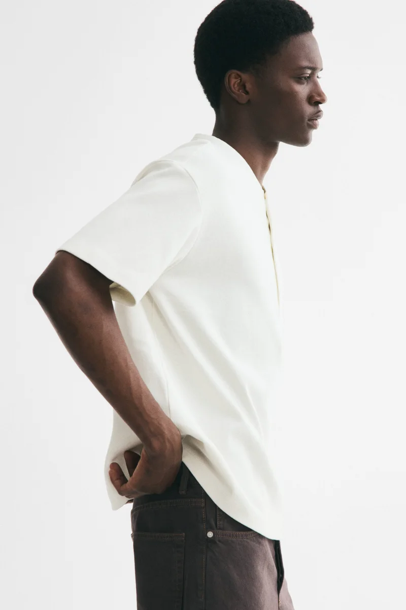 H&M  Relaxed Fit Henley Top for Men | Best Price UAE
