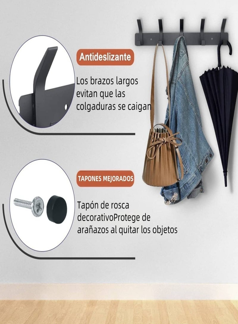 NayZaan Wall Mounted Coat Rack Hook，5 Black Coat Hooks for Hanging Coats,Heavy Duty Metal Double Hook Rack Hook Rail,Coat Rack with Hooks,Wall Mount Coat Hanger for Hat Towel Purse Robes - Image 4