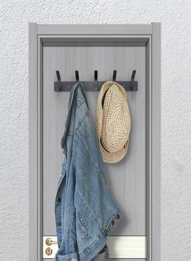 NayZaan Wall Mounted Coat Rack Hook，5 Black Coat Hooks for Hanging Coats,Heavy Duty Metal Double Hook Rack Hook Rail,Coat Rack with Hooks,Wall Mount Coat Hanger for Hat Towel Purse Robes - Image 5