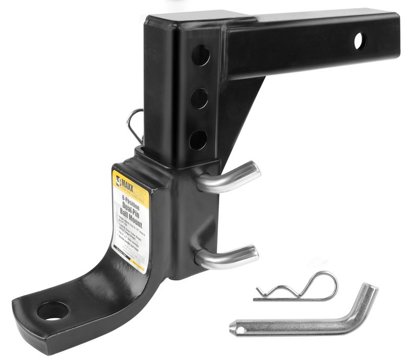 MaxxHaul 51043 Trailer Hitch and Hitch Pin 8Position Adjustable Ball Mount Tow Hitch 5000 lbs GTW Capacity Black