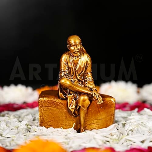 Artarium 4 Inch Shirdi Sai Baba Idol for Car Dashboard and Home Decor, Religious God Murti Statue Showpiece, Antique Figurine for Puja Room, Mandir, Office Table, and Gift Purpose - Image 3