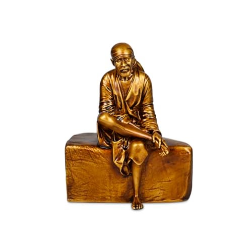 Artarium 4 Inch Shirdi Sai Baba Idol for Car Dashboard and Home Decor, Religious God Murti Statue Showpiece, Antique Figurine for Puja Room, Mandir, Office Table, and Gift Purpose - Image 1