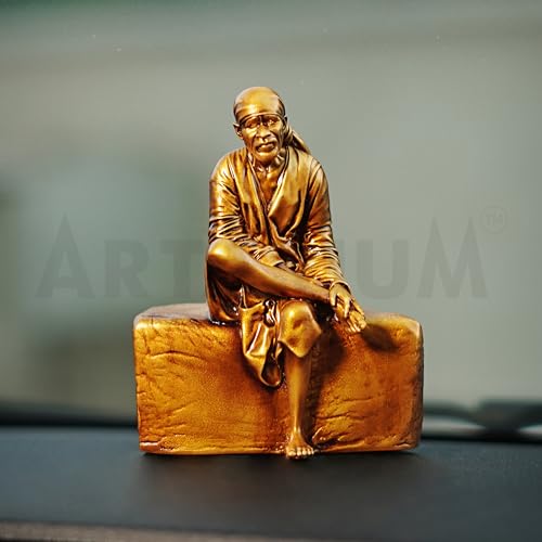Artarium 4 Inch Shirdi Sai Baba Idol for Car Dashboard and Home Decor, Religious God Murti Statue Showpiece, Antique Figurine for Puja Room, Mandir, Office Table, and Gift Purpose - Image 2
