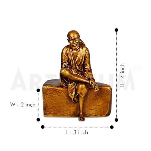 Artarium 4 Inch Shirdi Sai Baba Idol for Car Dashboard and Home Decor, Religious God Murti Statue Showpiece, Antique Figurine for Puja Room, Mandir, Office Table, and Gift Purpose - Image 4