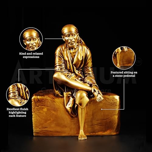 Artarium 4 Inch Shirdi Sai Baba Idol for Car Dashboard and Home Decor, Religious God Murti Statue Showpiece, Antique Figurine for Puja Room, Mandir, Office Table, and Gift Purpose - Image 5