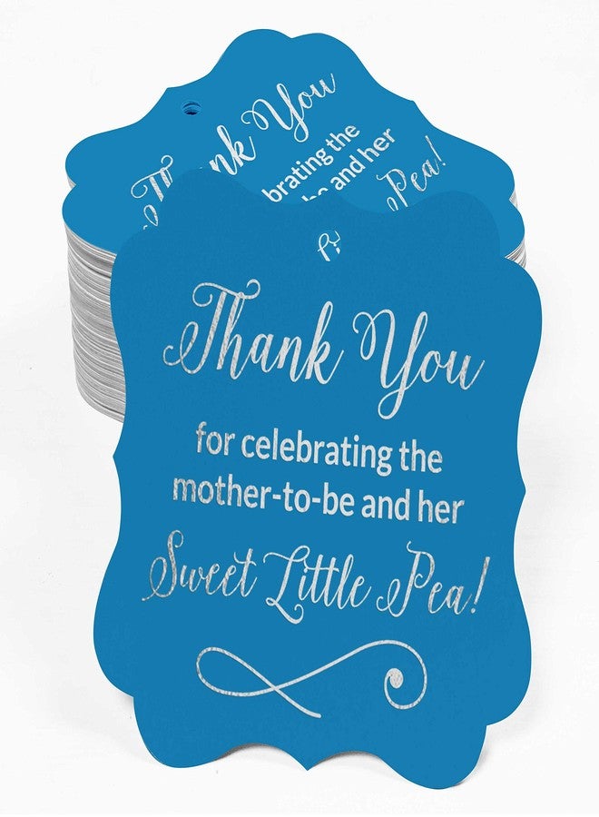 Inkdotpot Pack of 100 Thank You for Celebrating The Mother to Be Baby Shower Paper Tags DIY Craft Bracket Shape Silver Foil Hang Tags - Image 2