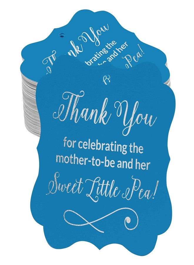 Inkdotpot Pack of 100 Thank You for Celebrating The Mother to Be Baby Shower Paper Tags DIY Craft Bracket Shape Silver Foil Hang Tags - Image 1