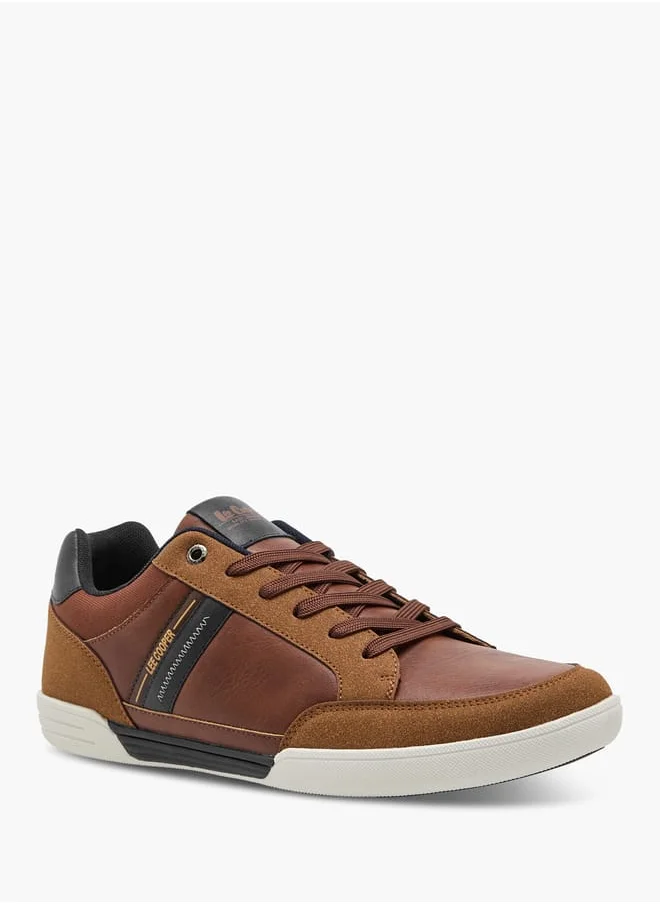 لي كوبر Men's Panelled Sneakers with Lace-Up Closure