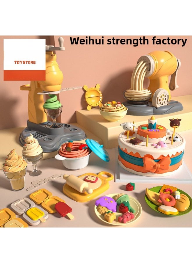 Generic - Children's Color Mud Noodle Machine Ice Cream Cake Suit Safe Non-toxic Tasteless Kindergarten Handmade Clay Plasticine-Colour:Fun Clay Machine [pure Natural And Harmless Material, Baby Can Play With Confidence]-Specification:[great Value] Aircraft Noodle Maker + Cake Maker (free 24 Colors Of Clay) - Image 1