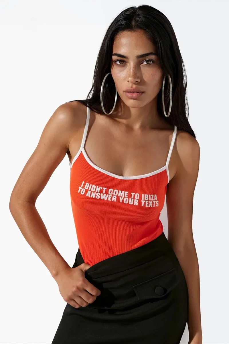 BUSEM Printed Fitted Cami Tank Top