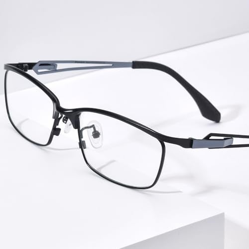 FONEX Pure Titanium Glasses Frame Men Square Eyeglasses Optical Eyewear F85775 (F85775 Black, Clear) - Image 5