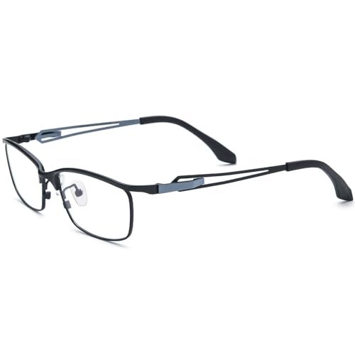 FONEX Pure Titanium Glasses Frame Men Square Eyeglasses Optical Eyewear F85775 (F85775 Black, Clear) - Image 3