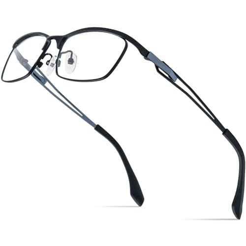 FONEX Pure Titanium Glasses Frame Men Square Eyeglasses Optical Eyewear F85775 (F85775 Black, Clear) - Image 1