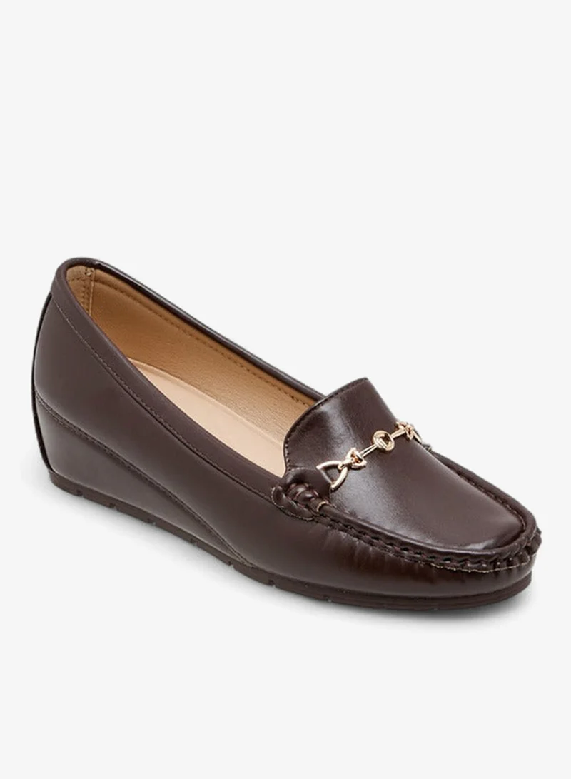 Le Confort Metal Accent Wedge Heel Loafers