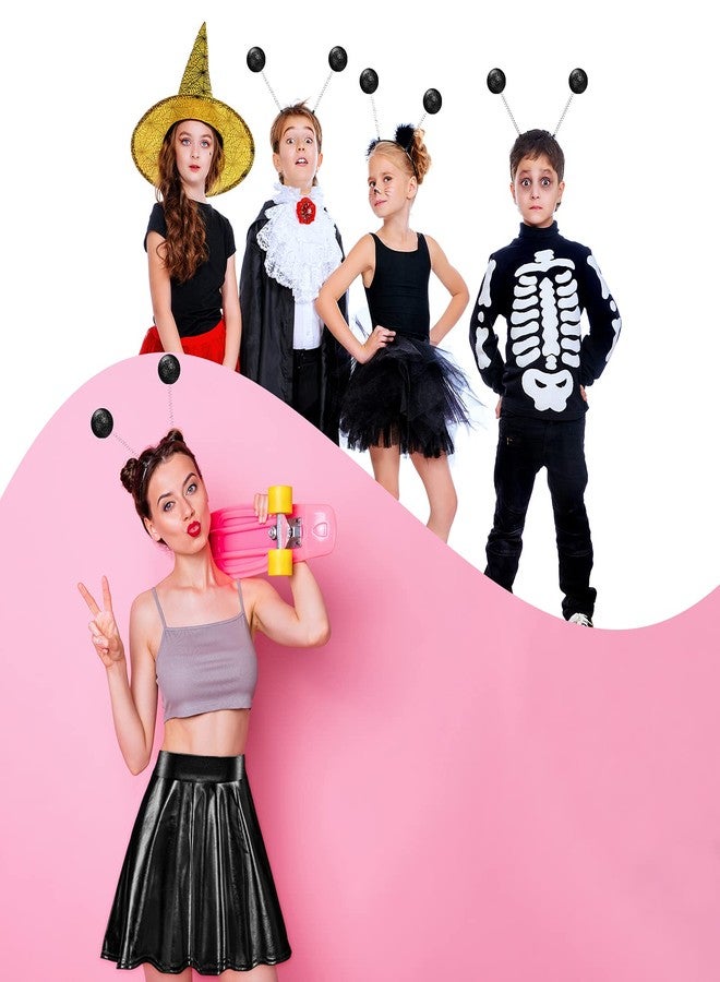 Sintege Halloween Alien Headband and Metallic Flared Pleated Skater Skirt for Costumes Supplies(Medium Skirt,Black) - Image 3