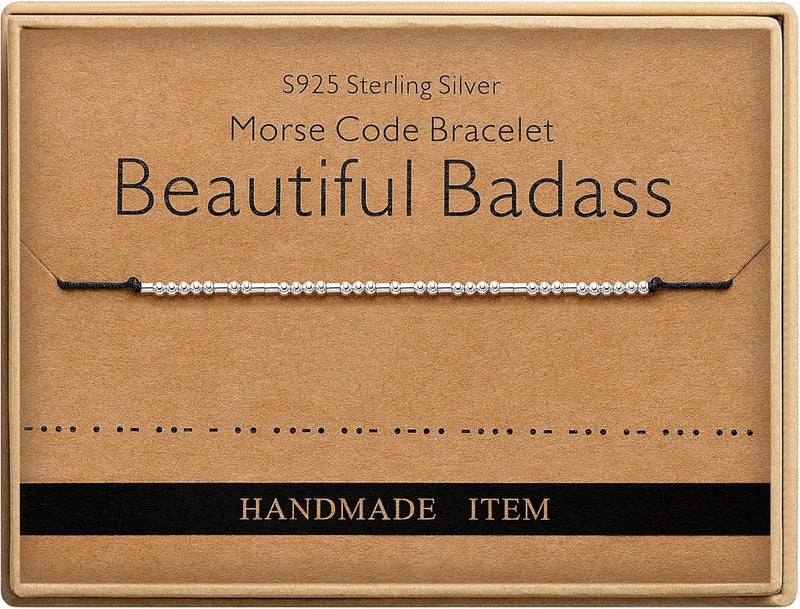 Monily Inspirational Gifts for Women Morse Code Bracelets for Women Funny Bracelet for Friend Funny Gift for Women Sterling Silver Bracelet for Women - Image 1
