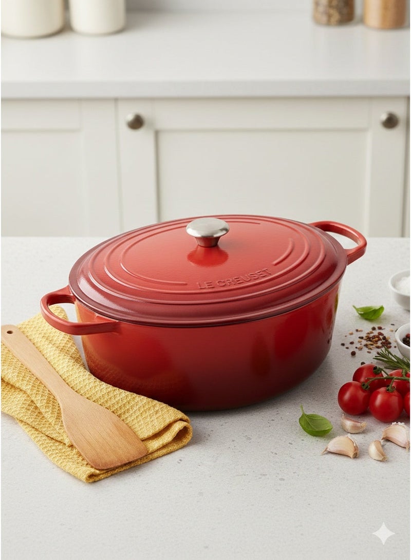 Le Creuset Signature Enameled Cast Iron Oval Dutch Oven 7.5L – 8-Quart, Chip-Resistant Porcelain Enamel, Superior Heat Retention, Oven Safe, Made In France - Cerise - Image 1