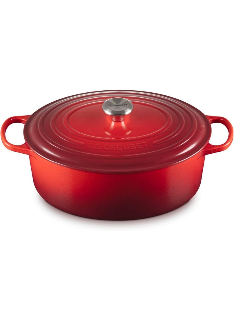 Le Creuset Signature Enameled Cast Iron Oval Dutch Oven 7.5L – 8-Quart, Chip-Resistant Porcelain Enamel, Superior Heat Retention, Oven Safe, Made In France - Cerise - Image 2
