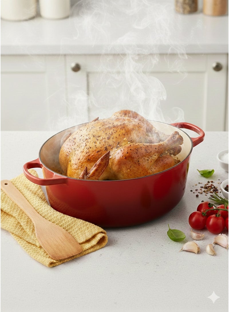 Le Creuset Signature Enameled Cast Iron Oval Dutch Oven 7.5L – 8-Quart, Chip-Resistant Porcelain Enamel, Superior Heat Retention, Oven Safe, Made In France - Cerise - Image 5