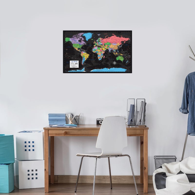 Palace Learning Laminated World Map Poster - Wall Chart Map of Earth - 18" x 29" (Black) - Image 5