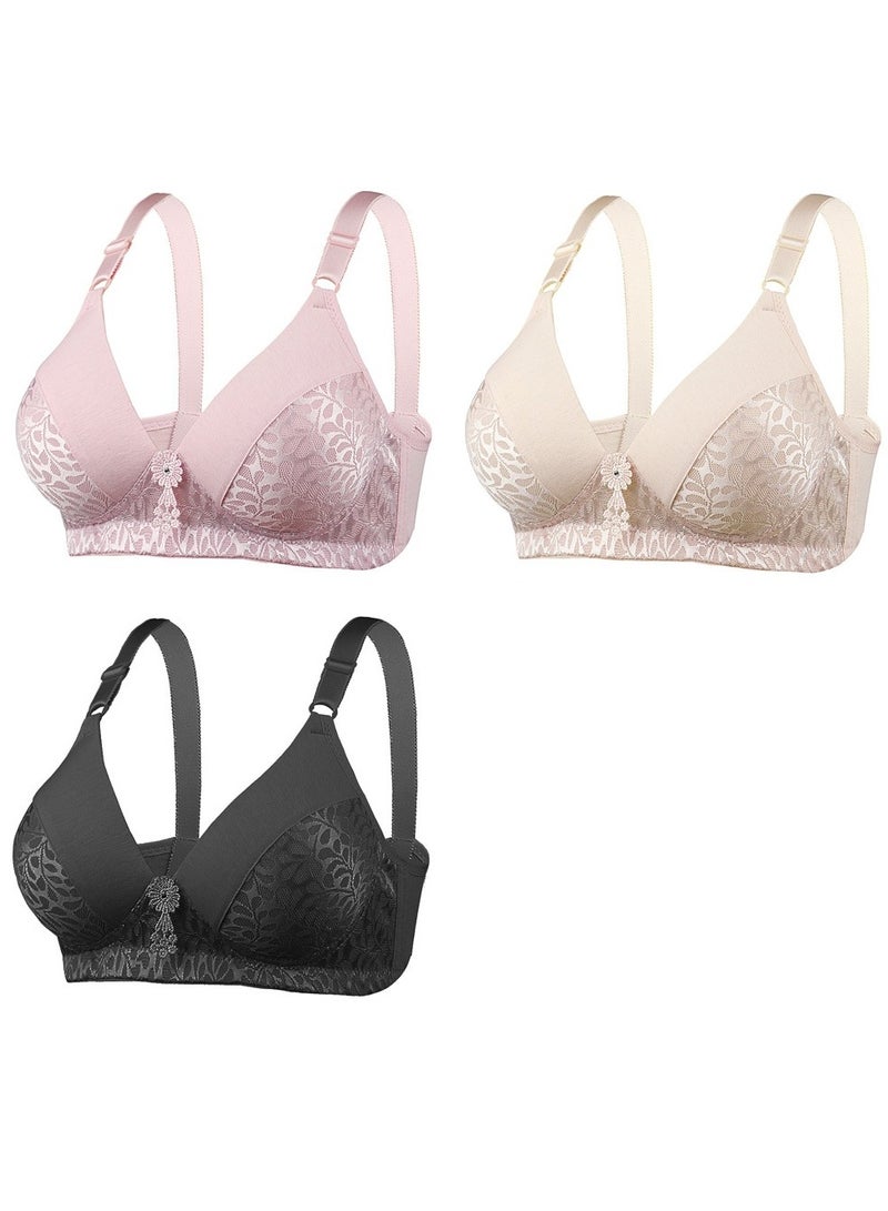 3-Piece Set Of B-Cup Bras Without Underwire For Middle-Aged And Elderly People - Image 1