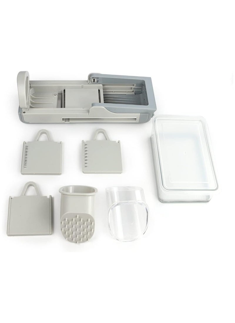 Denx Multifunctional Vegetable Cutter, Mandolin Slicer Kitchen Vegetable Cutter, Safety Potato Slicer, Food Chopper Grater Slicer For Vegetable Fruit Meat With Container Replaceable Blades - Image 5