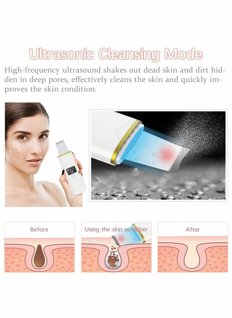 SYOSI Ultrasonic Skin Scrubber, Electric Face Spatula Skin Care Tool with 4 Modes, Blackhead Removal Pores Cleaner Facial Scrubber Spatula, Comedones Extractor for Facial Deep Cleaning  - Image 5