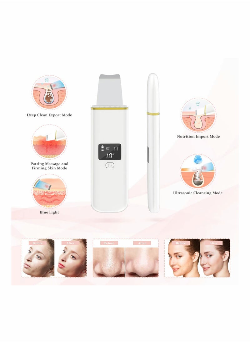 SYOSI Ultrasonic Skin Scrubber, Electric Face Spatula Skin Care Tool with 4 Modes, Blackhead Removal Pores Cleaner Facial Scrubber Spatula, Comedones Extractor for Facial Deep Cleaning  - Image 2