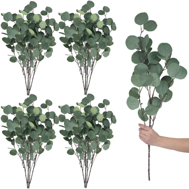 Waydress 20 Pcs artificial eucalyptus stems fake eucalyptus faux greenery Leaves 236 Inches Silver Dollar Eucalyptus Fake Plant Decor Silk Eucalyptus Branches Artificial Greenery Plant for Wedding Decoration