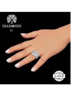Twins Ring Platinum Plated For Women With Zircon Stone - Silver