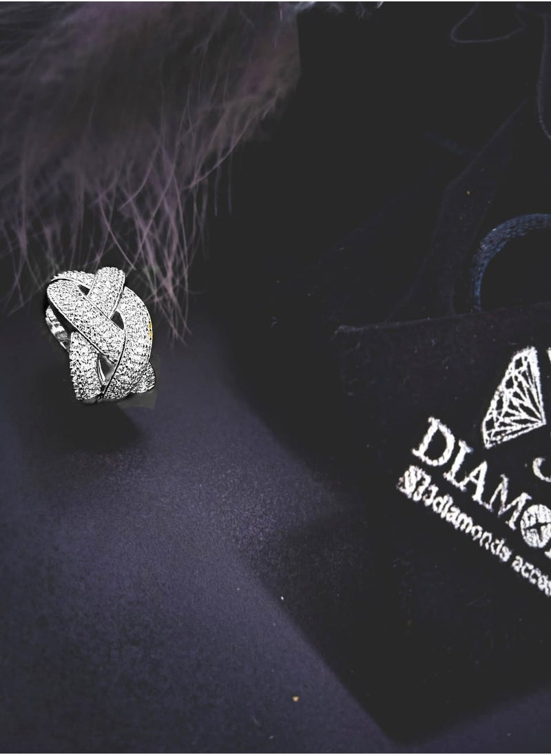 3Diamonds - Twins Ring Platinum Plated For Women With Zircon Stone - Silver - Image 1