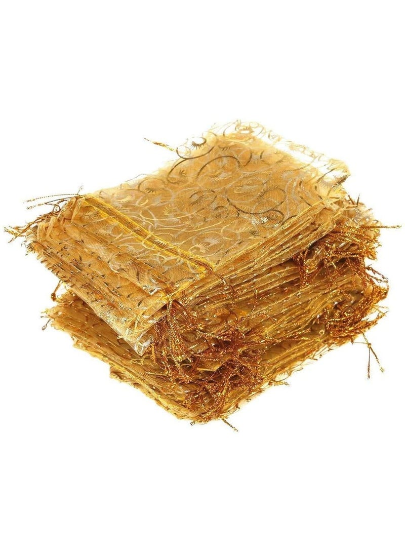 100 Pcs Wedding Gift Small Gift Bags, 4x4.7 In (9 X 12 Cm) Gold Organza Bags For Party Gift Bags, Small Business Candy Bags, Mesh Bags (Gold) - Image 5