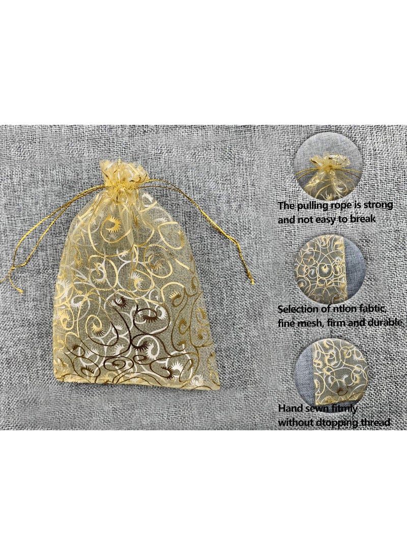 100 Pcs Wedding Gift Small Gift Bags, 4x4.7 In (9 X 12 Cm) Gold Organza Bags For Party Gift Bags, Small Business Candy Bags, Mesh Bags (Gold) - Image 3