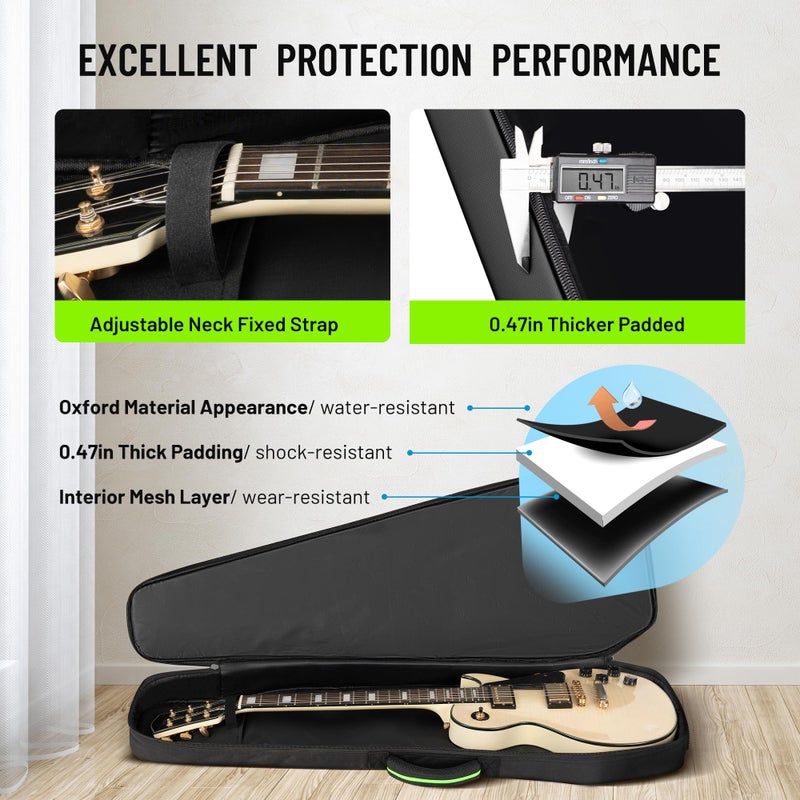 CAHAYA Guitar Bag Electric Case - 0.47in Thick Padding 5 Pockets Electric Guitar Gig Bag with Back Hanger Loop Electric Backpack with Adjustable Shoulder Strap Compatible with ST LP TELE - Image 4