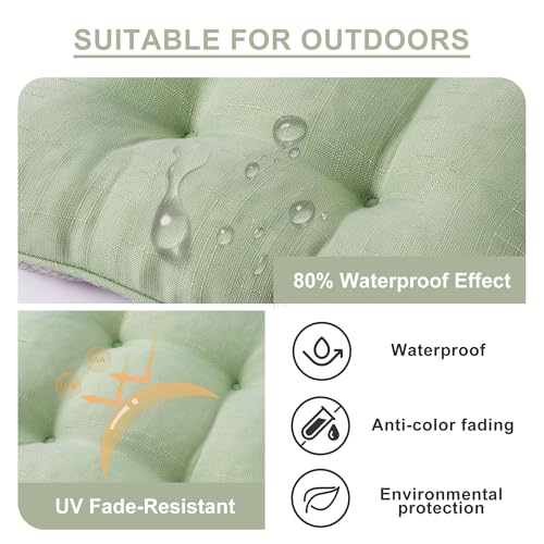 Battilo Chair Cushions Set of 2 for Dining Chairs, Seat Cushions for Kitchen Chairs with Non-Slip Backing, Indoor/Outdoor Waterproof Chair Seat Pads with Ties, 15.5"x15.5"x4", Sage Green - Image 3