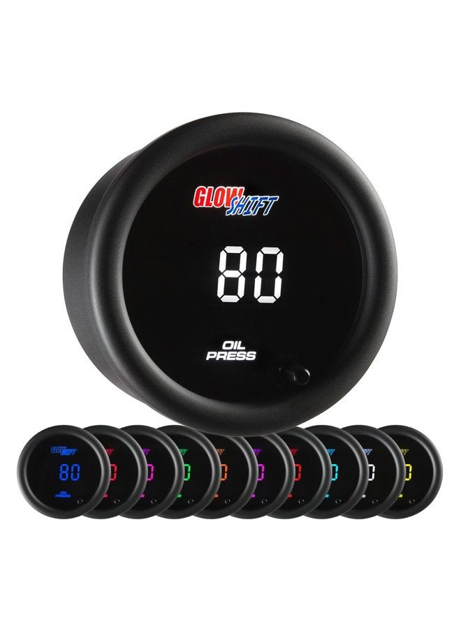 GLOWSHIFT 10 Colour Digital Oil Pressure Gauge - Image 1