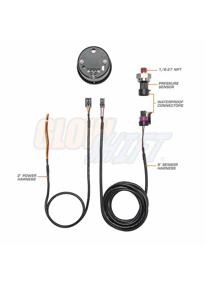 GLOWSHIFT 10 Colour Digital Oil Pressure Gauge - Image 2