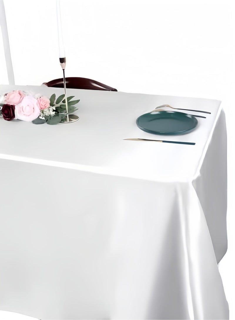 Generic Oil-proof Rectangular Tablecloth 145x180cm - Washable Reusable Polyester Table Cloth for Weddings, Parties, Banquets, Home & Outdoor Use, Wrinkle-resistant (White) - Image 1