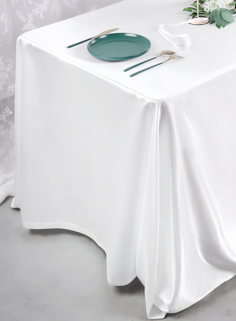 Generic Oil-proof Rectangular Tablecloth 145x180cm - Washable Reusable Polyester Table Cloth for Weddings, Parties, Banquets, Home & Outdoor Use, Wrinkle-resistant (White) - Image 2