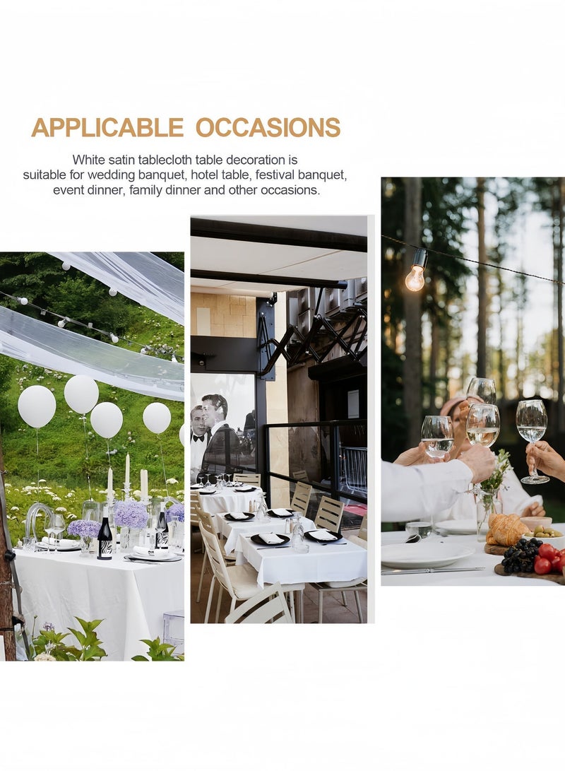 Generic Oil-proof Rectangular Tablecloth 145x180cm - Washable Reusable Polyester Table Cloth for Weddings, Parties, Banquets, Home & Outdoor Use, Wrinkle-resistant (White) - Image 5