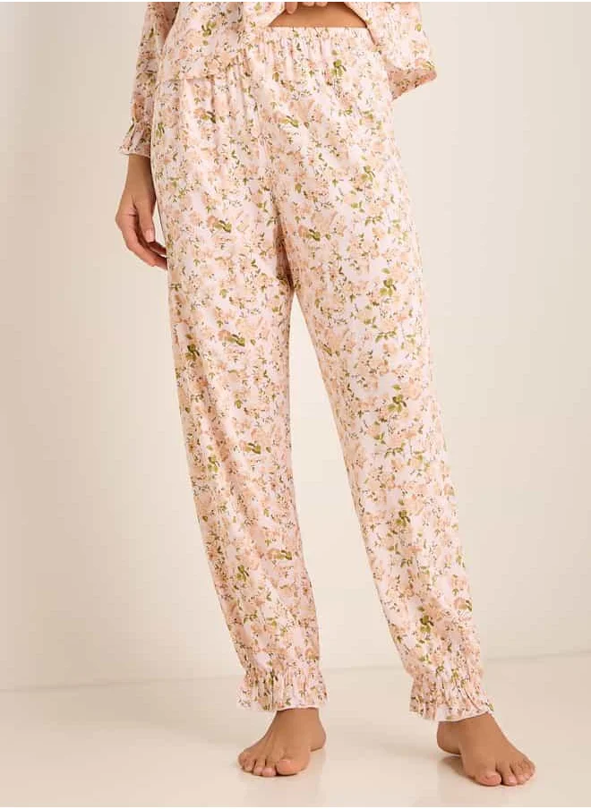 FAV Floral Print Long Sleeves Top and Pyjama Set