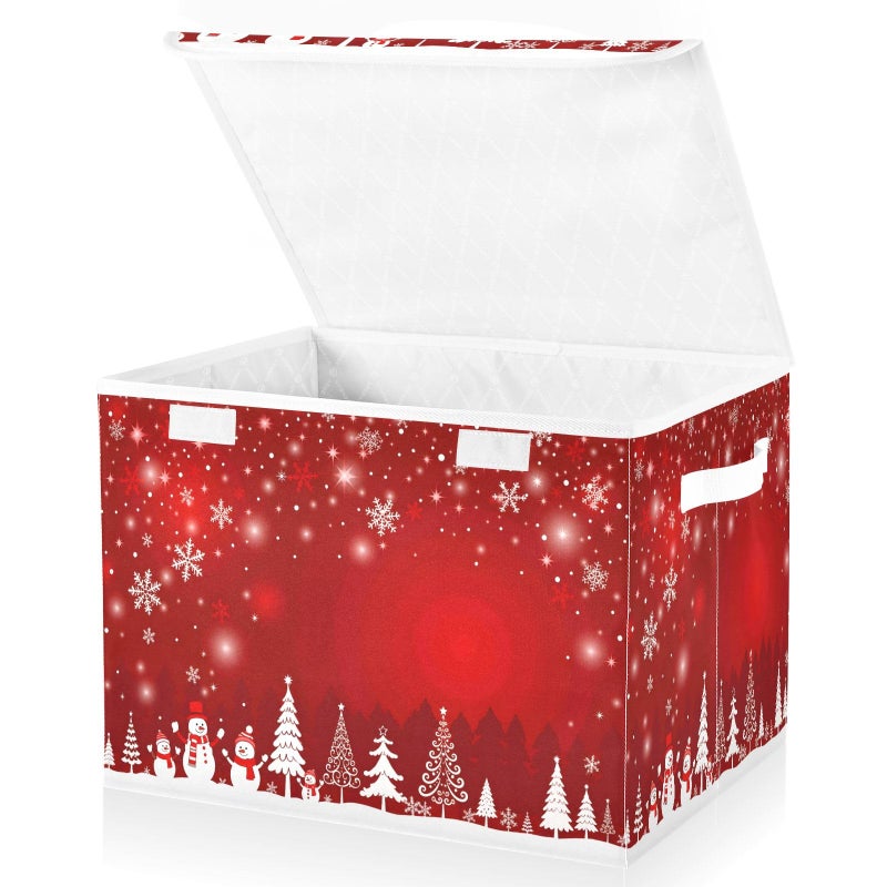 Bolaz Storage Bins with Lids and Handles Christmas Tree Snowman Storage Box Storage Basket with Cover Collapsible Organizer Containers for Home Closet Shelves - Image 2