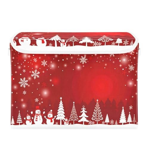 Bolaz Storage Bins with Lids and Handles Christmas Tree Snowman Storage Box Storage Basket with Cover Collapsible Organizer Containers for Home Closet Shelves - Image 3