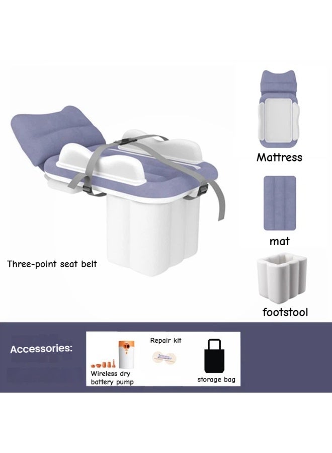 ILovhaprty Car Inflatable Mattress for Back Seat – Single Portable Air Bed with Flocking Surface & Wireless Battery-Powered Pump, Universal for Car/Train/Travel, Includes Safety Belt, Repair Kit & Storage Bag - Image 1