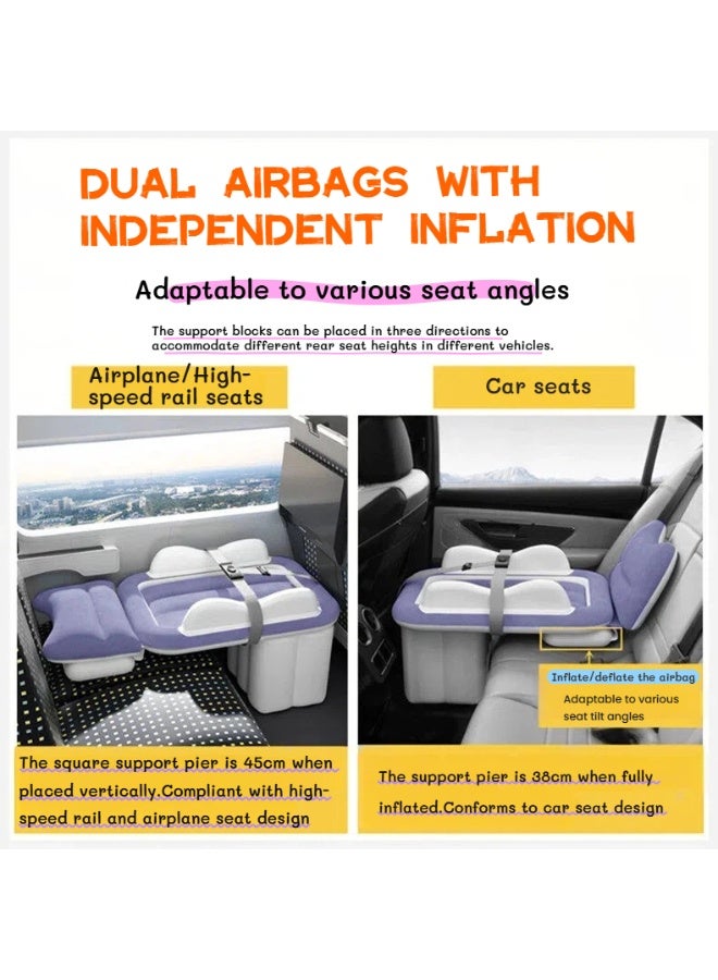 ILovhaprty Car Inflatable Mattress for Back Seat – Single Portable Air Bed with Flocking Surface & Wireless Battery-Powered Pump, Universal for Car/Train/Travel, Includes Safety Belt, Repair Kit & Storage Bag - Image 4