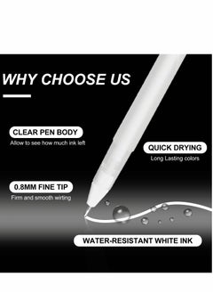 Excefore White Gel Pens 6 Pcs Fine Point Pen Set for Artists with 0.8mm Nibs Rollerball Pens Black Paper Sketching, Drawing Adult Coloring Books Illustration Taking Notes  - Image 3