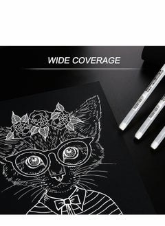 Excefore White Gel Pens 6 Pcs Fine Point Pen Set for Artists with 0.8mm Nibs Rollerball Pens Black Paper Sketching, Drawing Adult Coloring Books Illustration Taking Notes  - Image 4