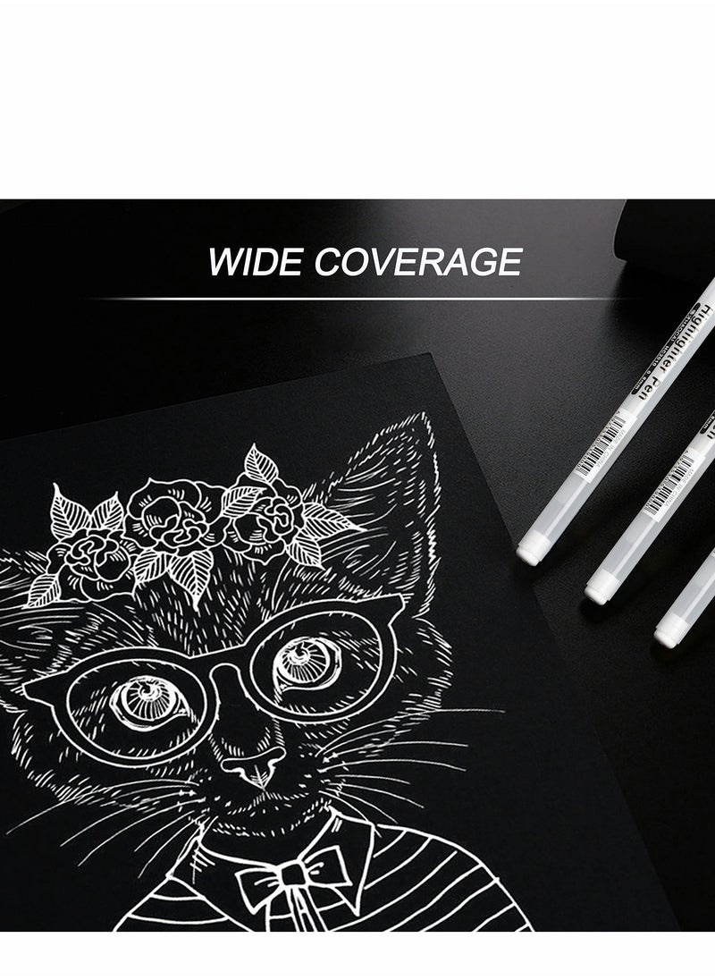 Excefore White Gel Pens 6 Pcs Fine Point Pen Set for Artists with 0.8mm Nibs Rollerball Pens Black Paper Sketching, Drawing Adult Coloring Books Illustration Taking Notes  - Image 4