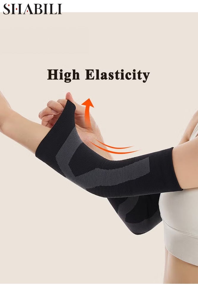 SHABILI 2 Pack Elbow Compression Sleeve, Wormwood Elbow Braces Self Heating Graphene Elbow Pad, Soft Elasticity Warm Elbow Brace for Tennis, Golfer, Badminton, Weightlifting, Basketball and Workout, Black (M) - Image 4