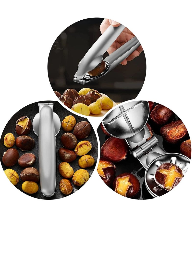 Peachjoy قاطع كستناء من الفولاذ المقاوم للصدأ، قشارة مكسرات، كماشة جوز، كماشة فتح المكسرات المعدنية، أدوات مطبخ من الفولاذ المقاوم للصدأ 304، مكسرات جوز، فتاحة فواكه مجففة للمطبخ - Image 2
